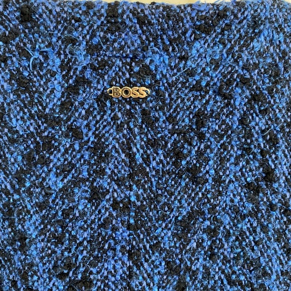 Boss Janoa Jacket Blazer in Blue Black Tweed Size 8 - Picture 8 of 11